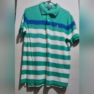 Boys Size .Striped Green and Blue Polo Shirt